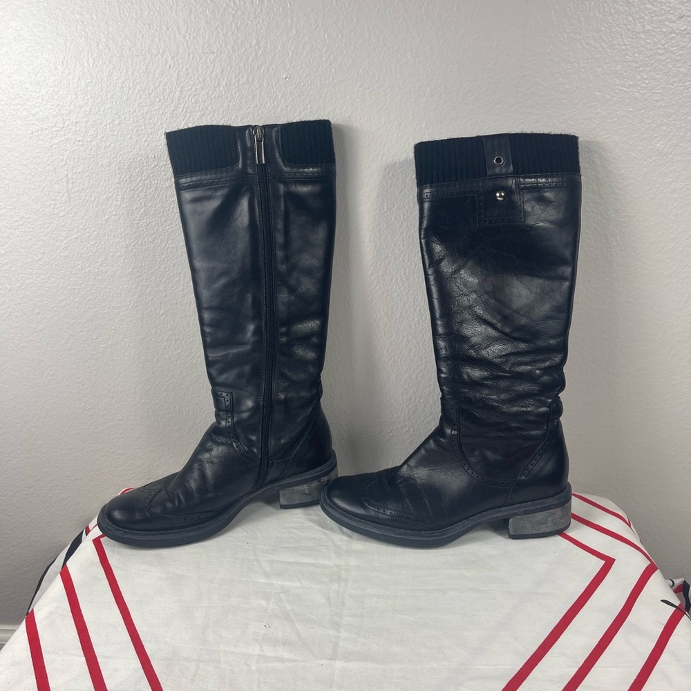 Aquatalia Black Leather Cloth Calf Boots - Picture 4 of 10